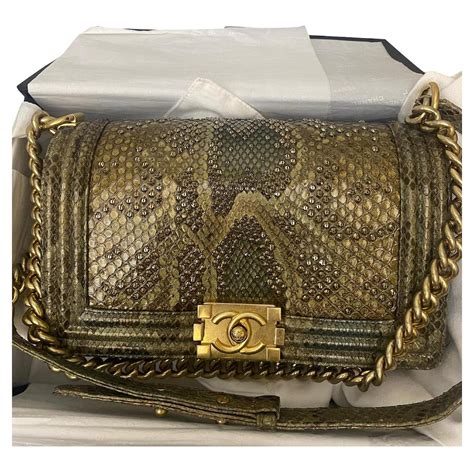 chanel boy gold python